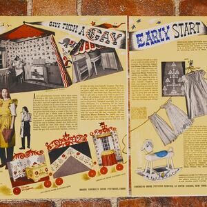 1944 "Give Them A Gay Early Start" Vtg Print‎ Ad for Craft Patterns - 2-Pages